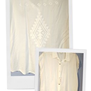 White Sleeveless Blouse with Geometric Design